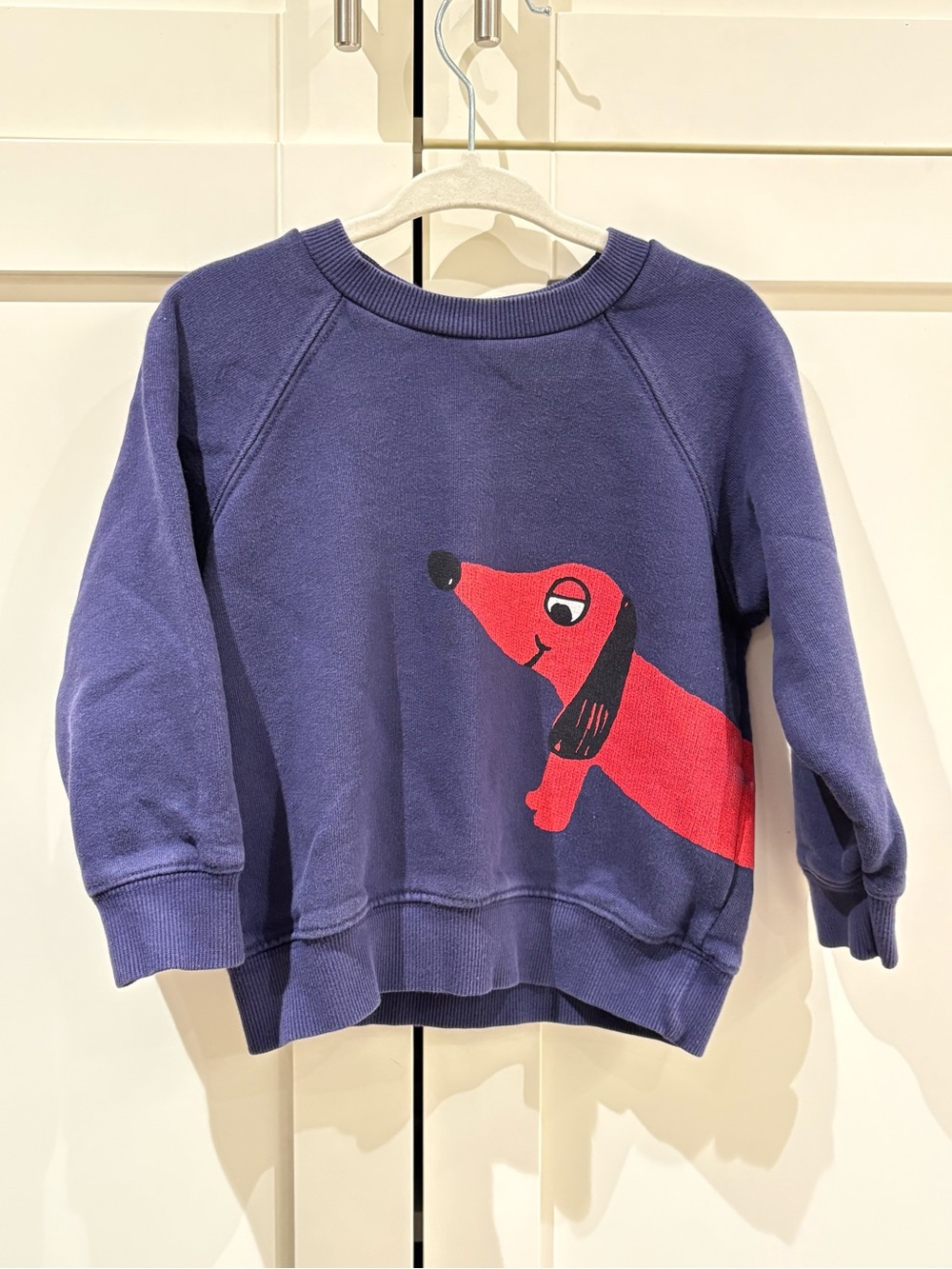 Mini Rodini Organic Cotton Purple Blue Dachshund Dog Sweatshirt 2/3 Years